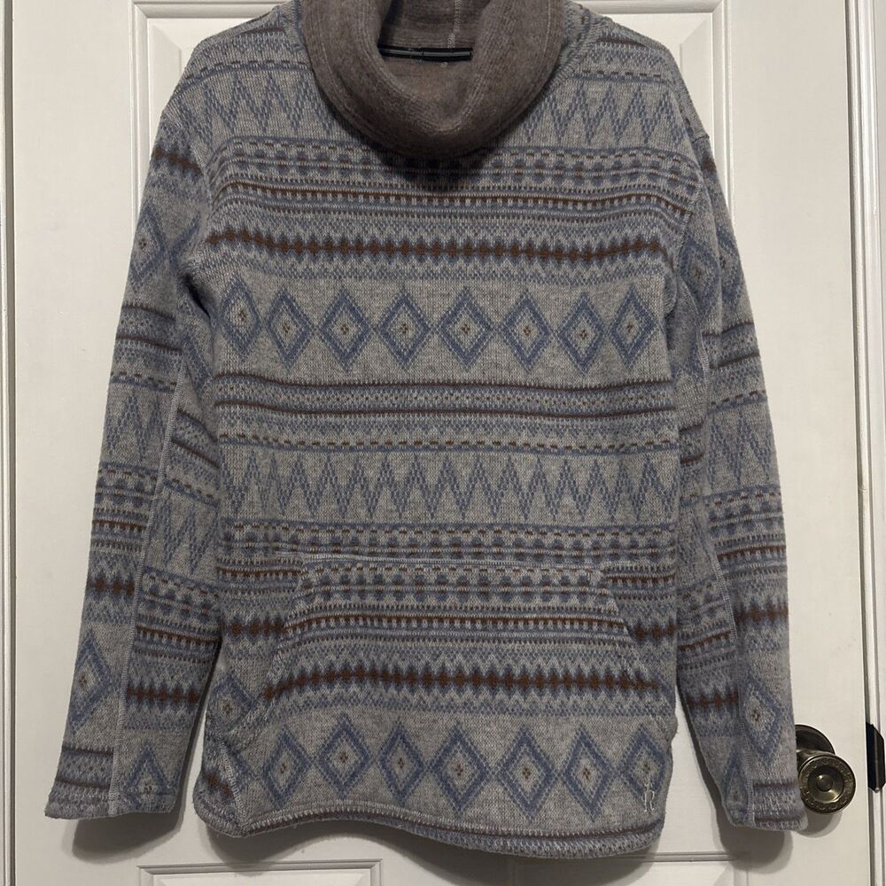 SMARTWOOL Sweater Women M Fleece Pullover Turtleneck Pocket Cozy Scandi Minimal